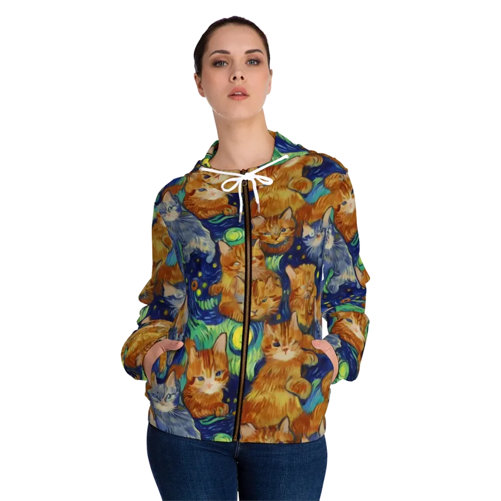 Celestial Claws on Women's Full-Zip Hoodie — Front On Person