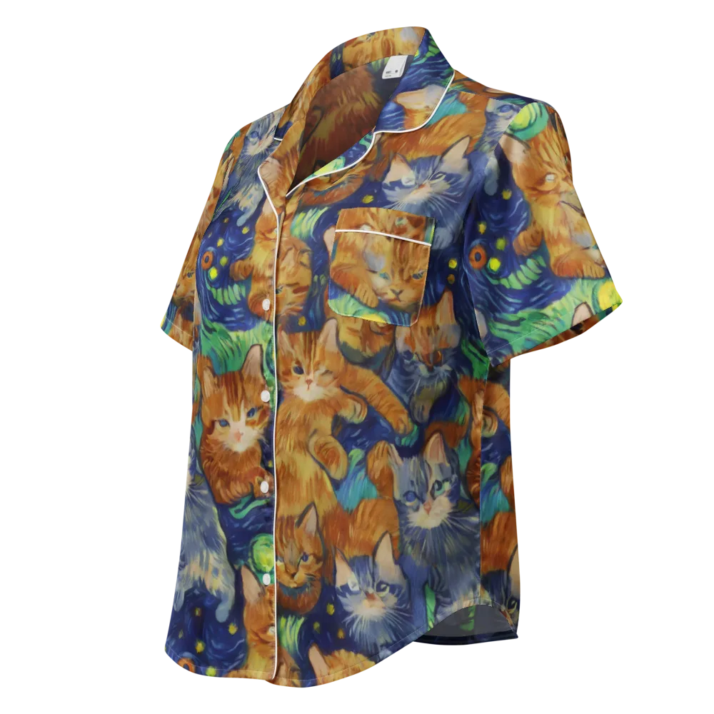 Celestial Claws on Women's Short Sleeve Pajama Top — Left Front