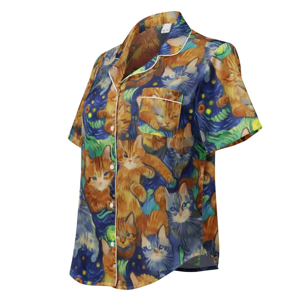 Celestial Claws on Women's Short Sleeve Pajama Top — Left Front