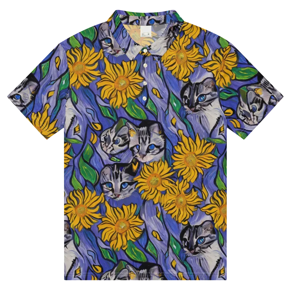 Feline Flora on Men's Slim Fit Polo Shirt — Front