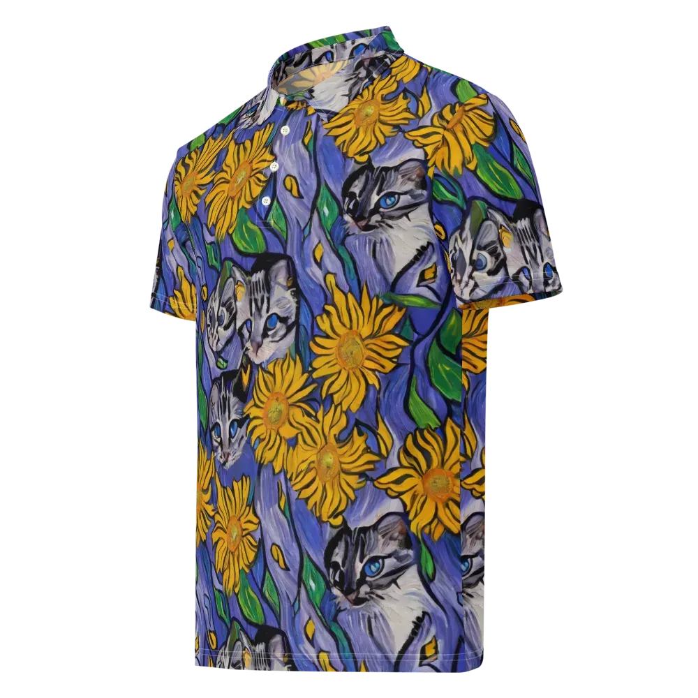 Feline Flora on Men's Slim Fit Polo Shirt — Left Front