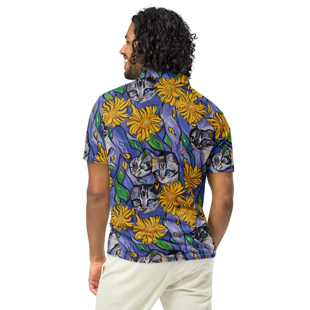 Feline Flora on Men's Slim Fit Polo Shirt — Back
