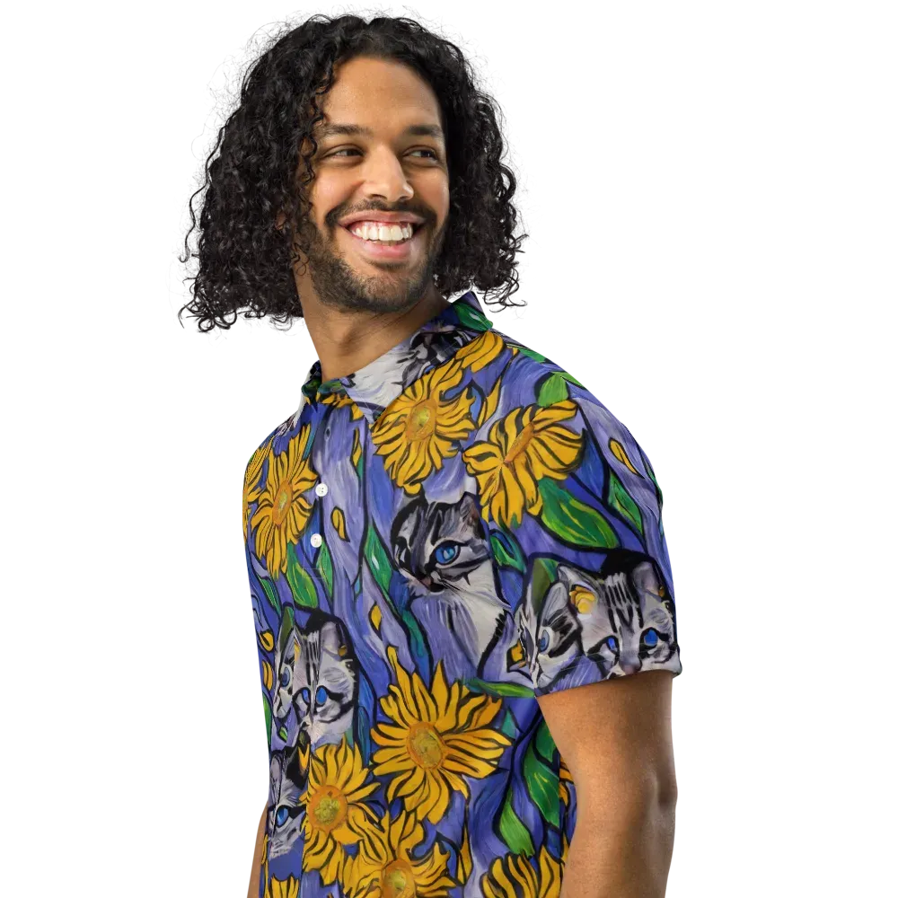 Feline Flora on Men's Slim Fit Polo Shirt — Left Front