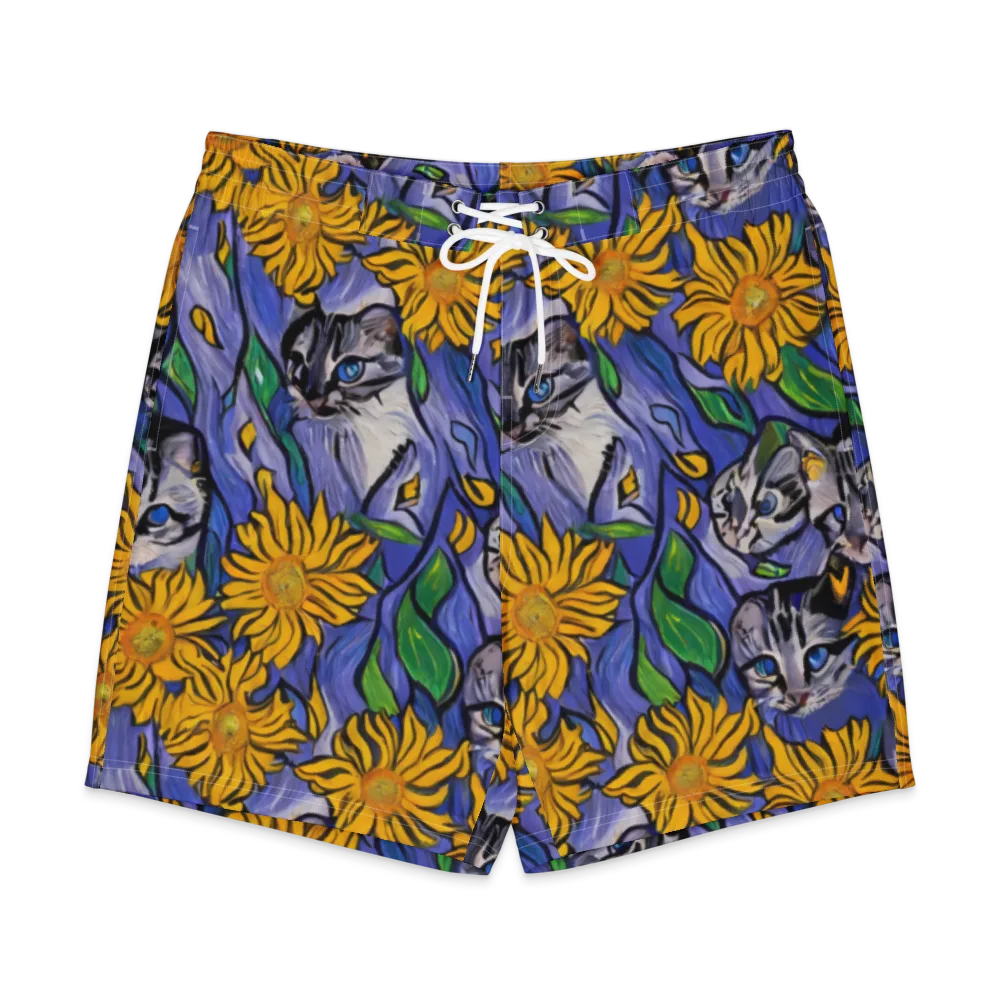Feline Flora on Men's Board Shorts — Front