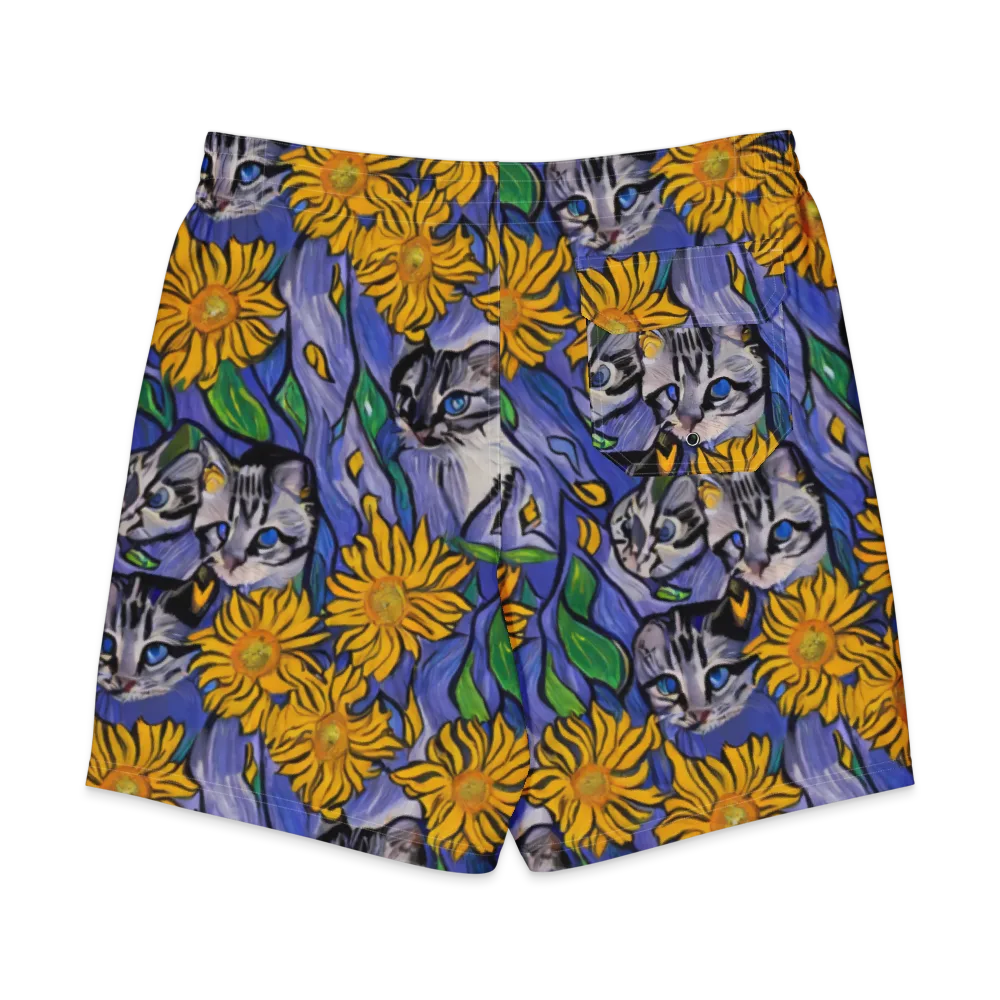 Feline Flora on Men's Board Shorts — Back