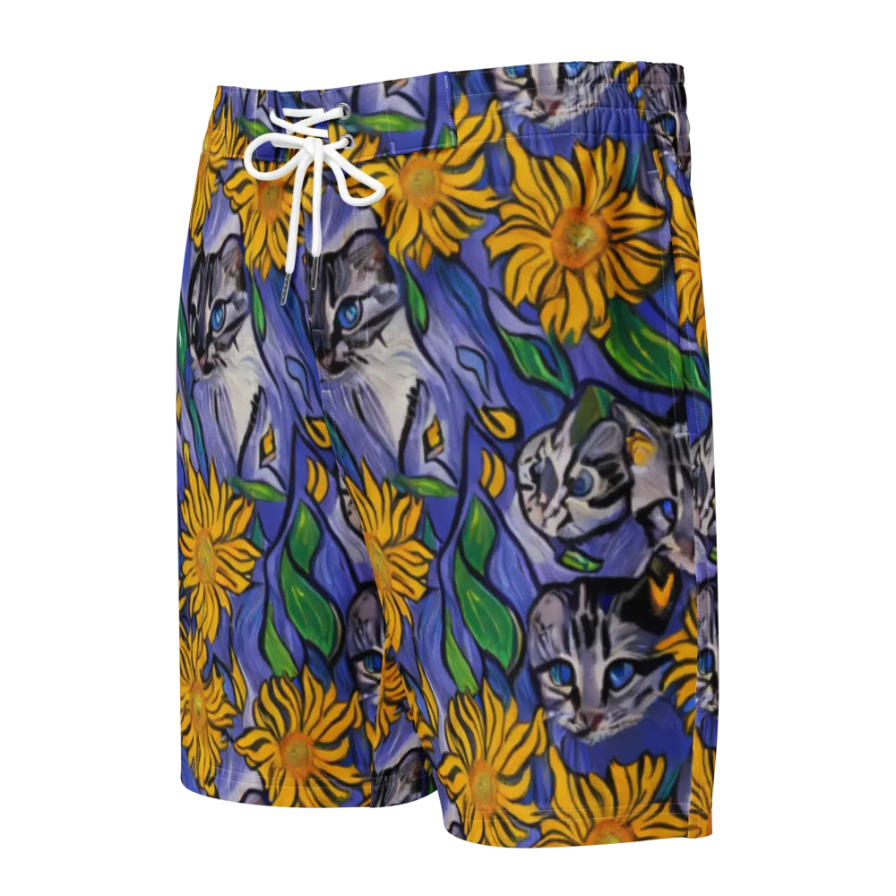 Feline Flora on Men's Board Shorts — Front