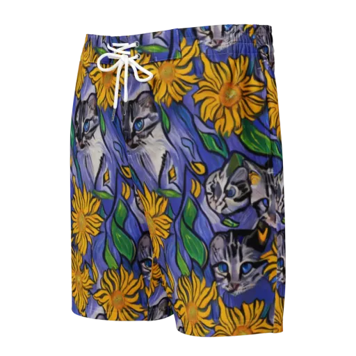 Feline Flora on a Men's Board Shorts