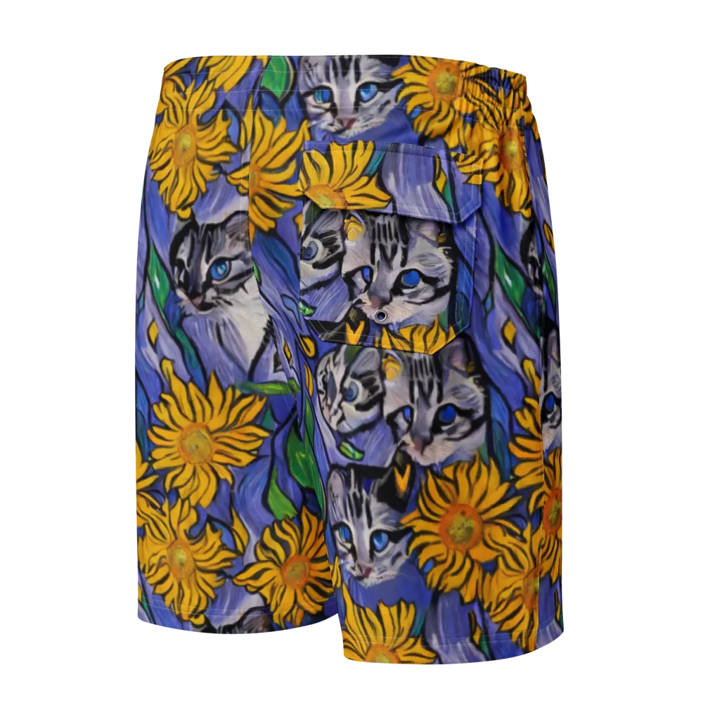 Feline Flora on Men's Board Shorts — Back