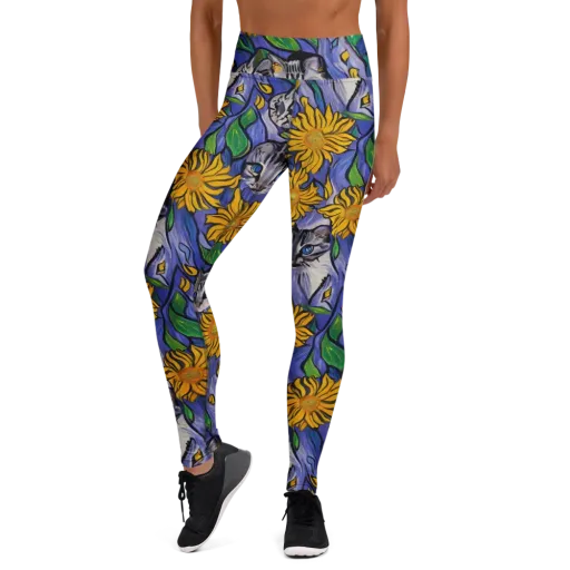 Feline Flora on a Yoga Leggings