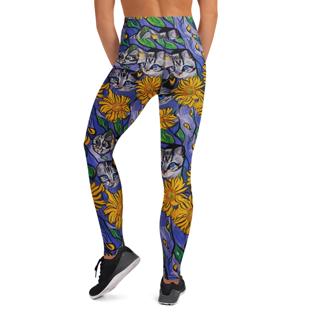 Feline Flora on Yoga Leggings — Back
