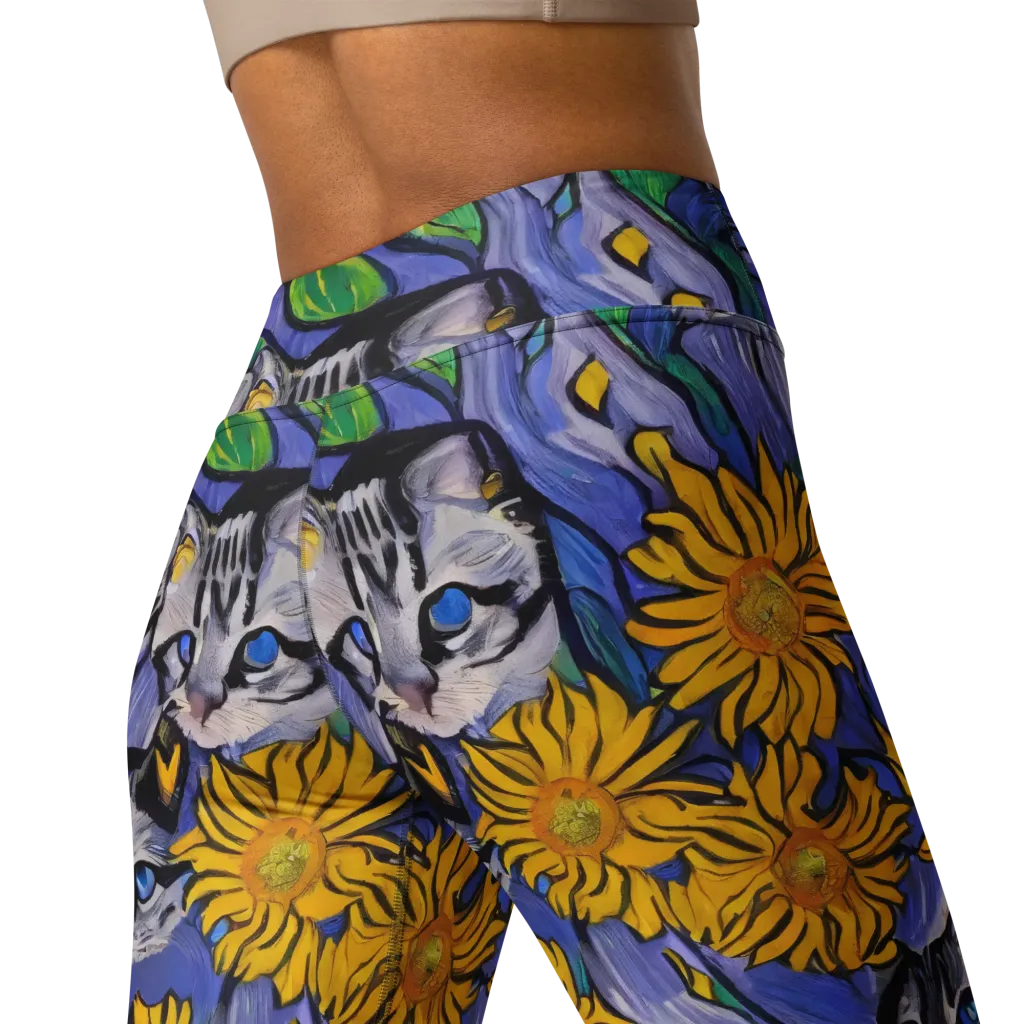 Feline Flora on Yoga Leggings — Back