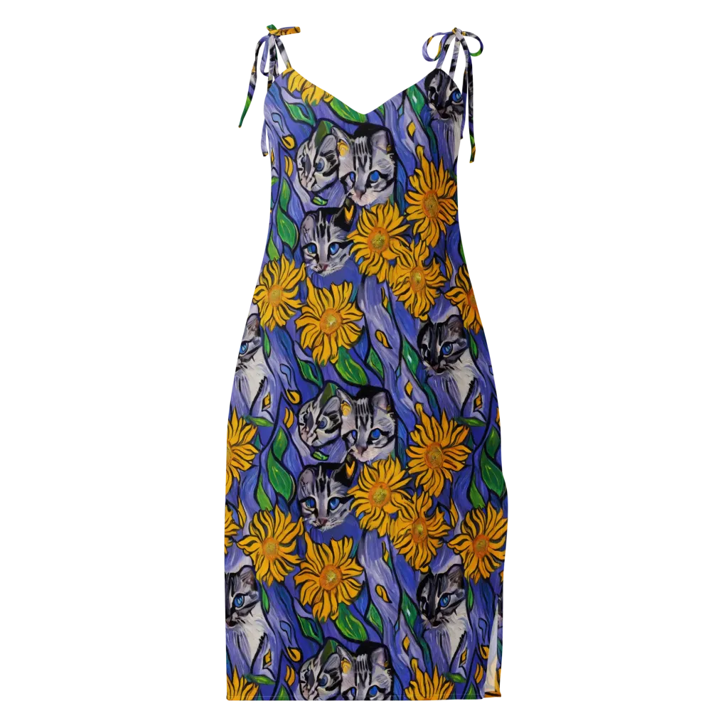 Feline Flora on Slip Dress — Front
