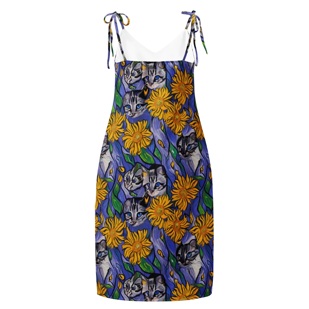 Feline Flora on Slip Dress — Back