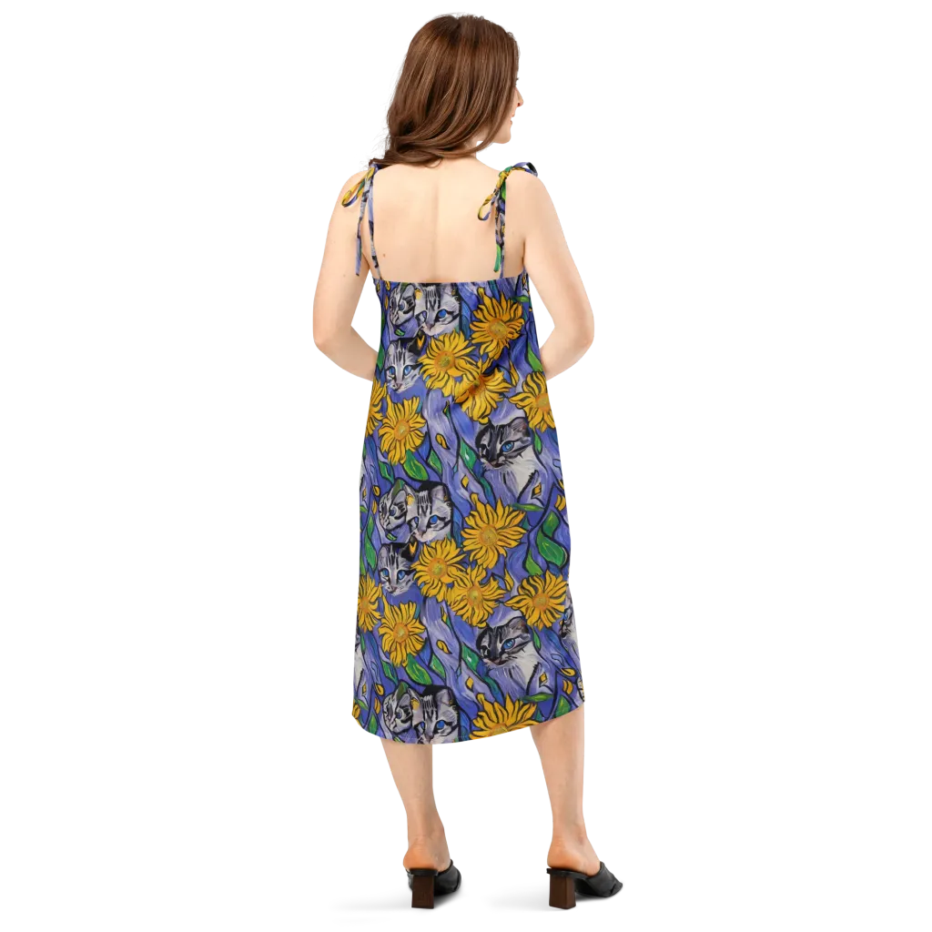Feline Flora on Slip Dress — Back