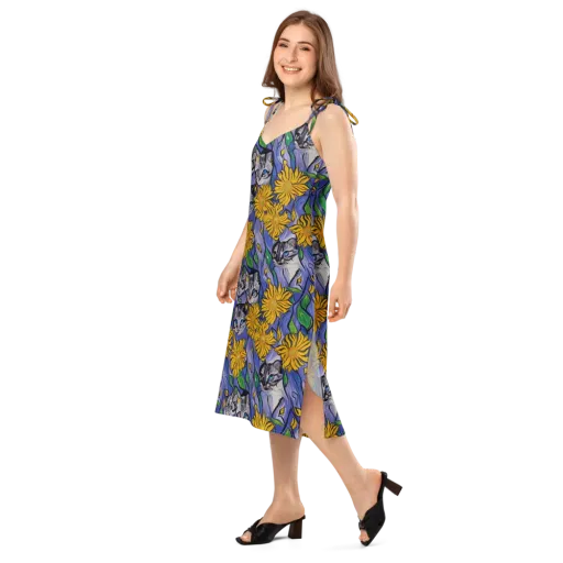 Feline Flora on a Slip Dress