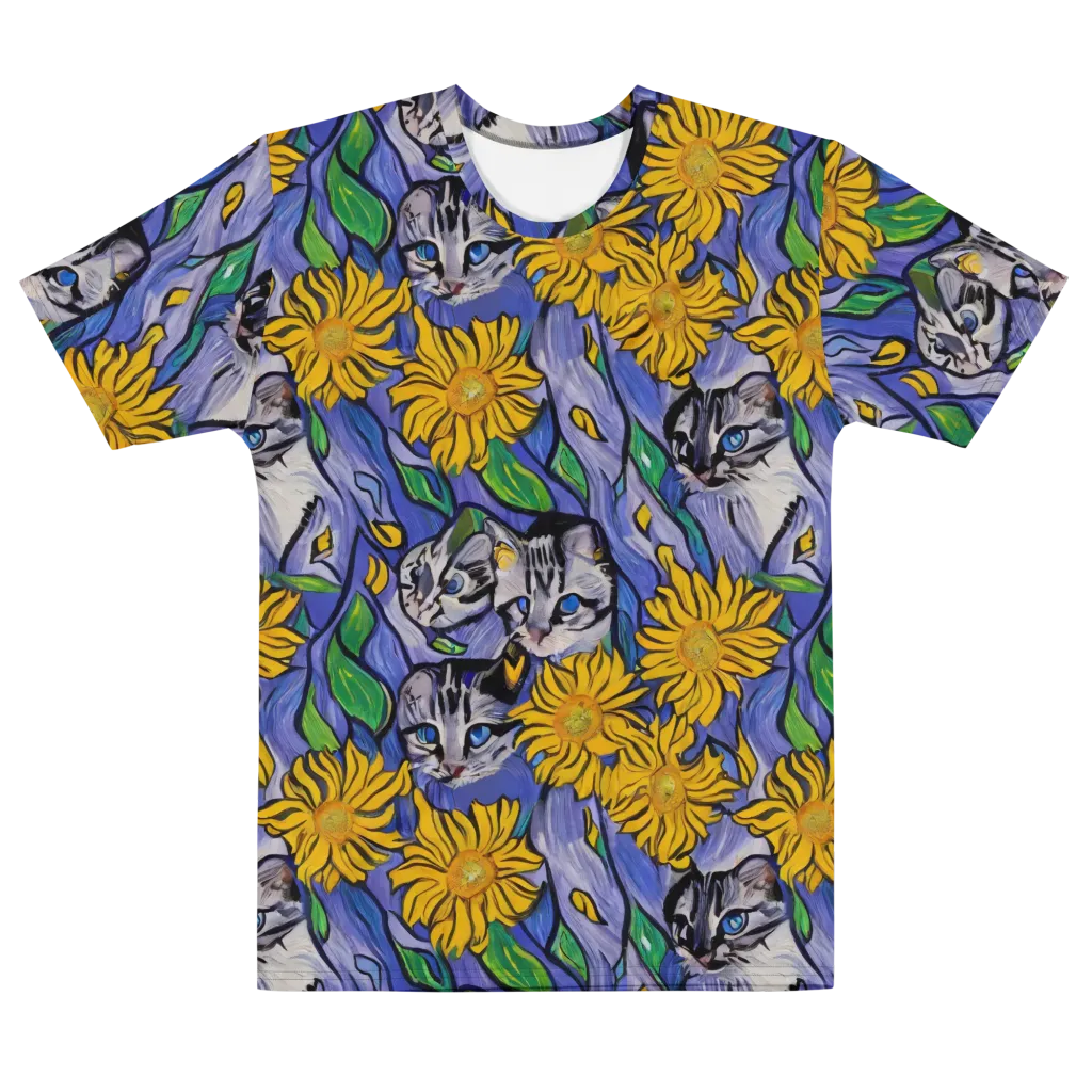 Feline Flora on Men's Cotton Crew Neck T-Shirt — Front