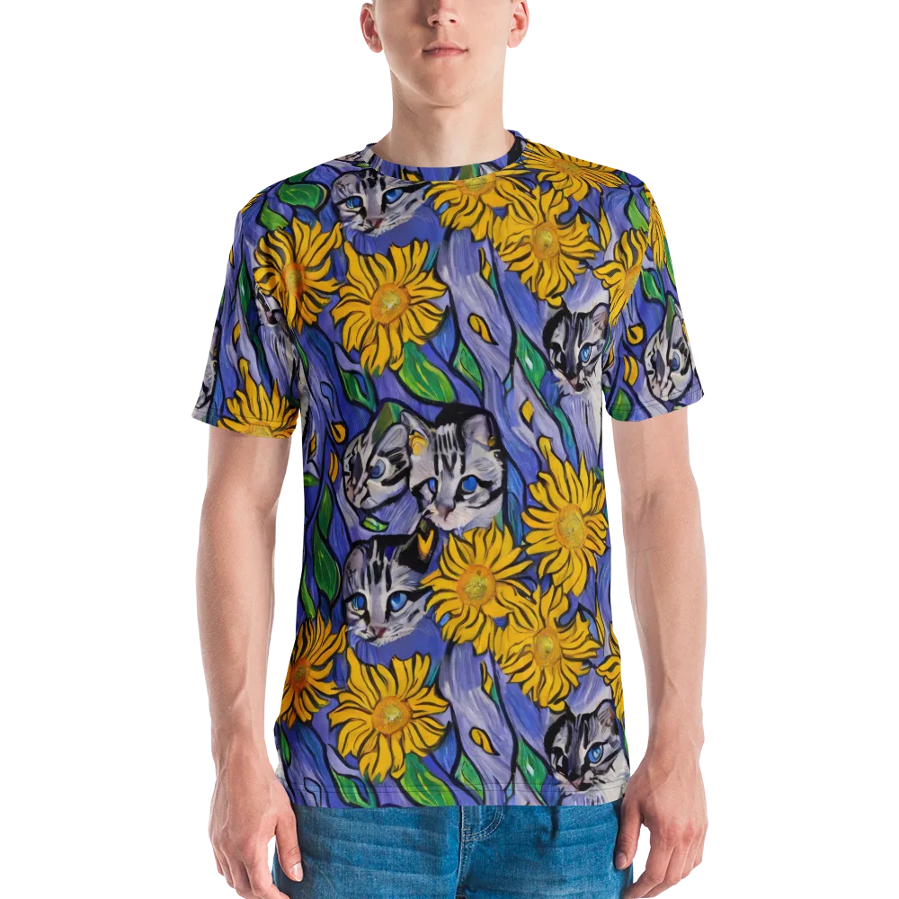 Feline Flora on Men's Crew Neck T-Shirt — Front