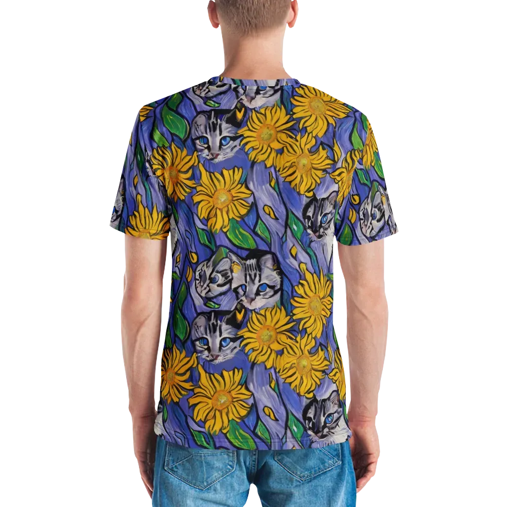 Feline Flora on Men's Crew Neck T-Shirt — Back