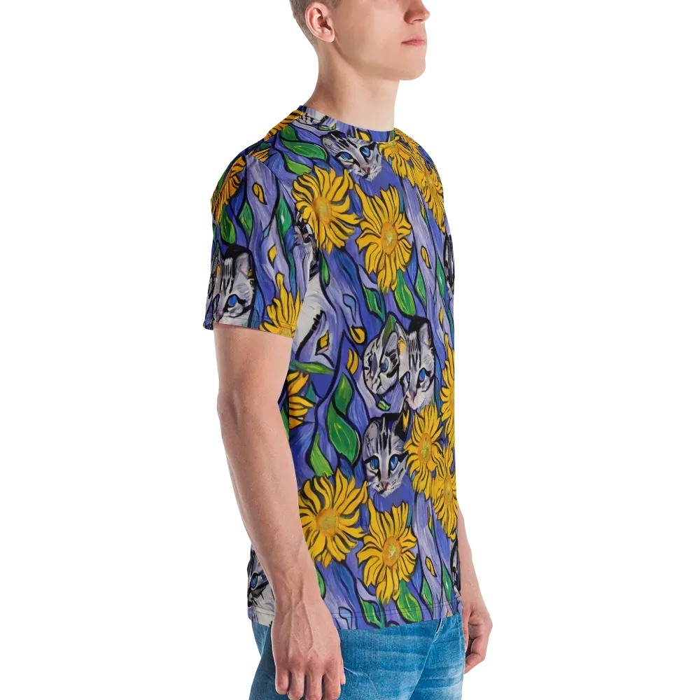 Feline Flora on Men's Crew Neck T-Shirt — Right