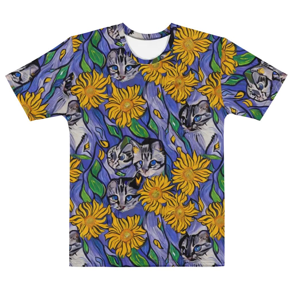Feline Flora on Men's Crew Neck T-Shirt — Front