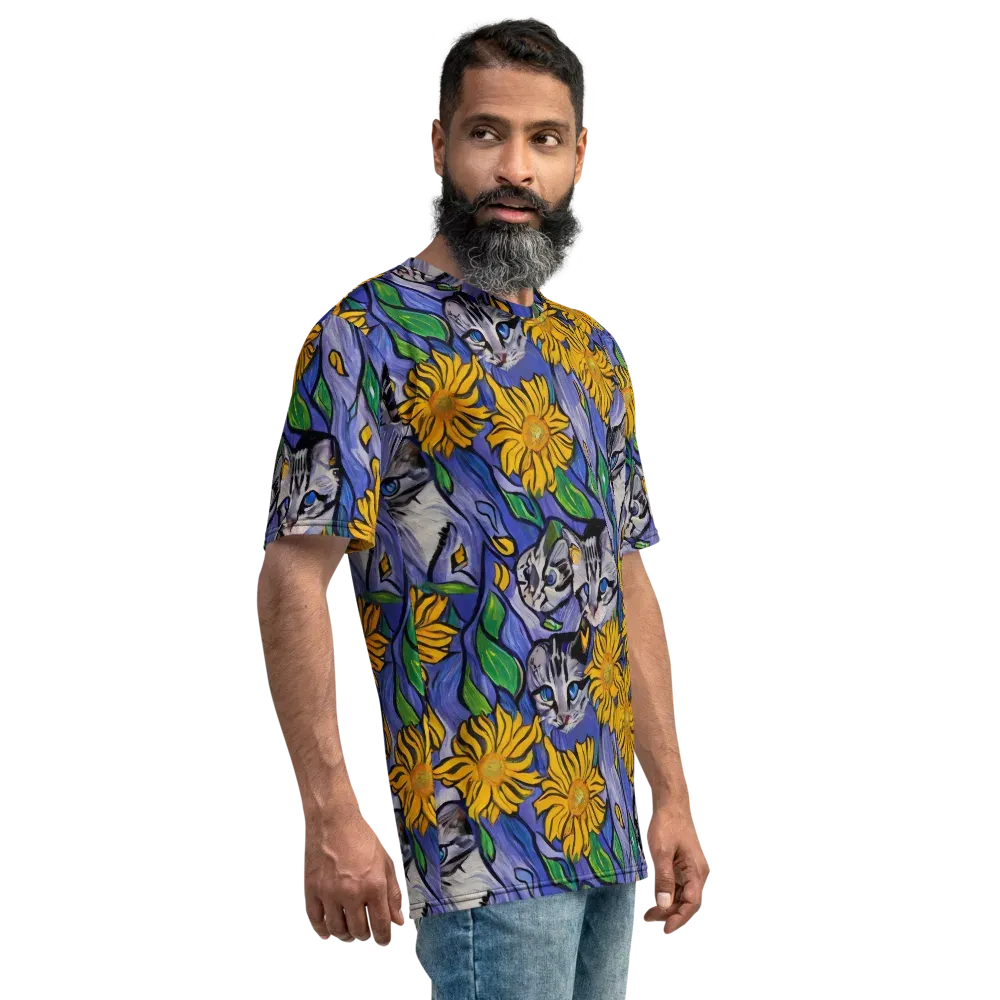 Feline Flora on Men's Crew Neck T-Shirt — Right