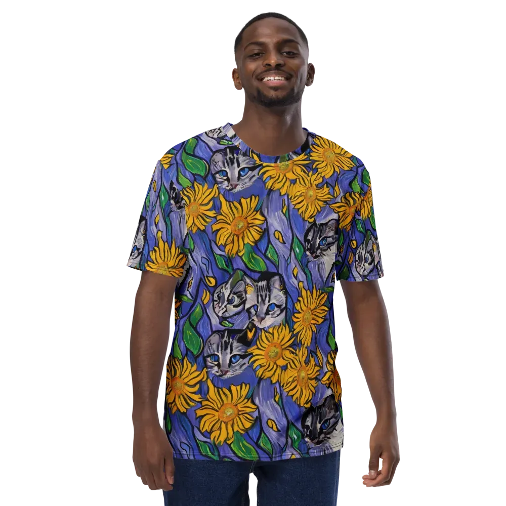 Feline Flora on Men's Crew Neck T-Shirt — Front