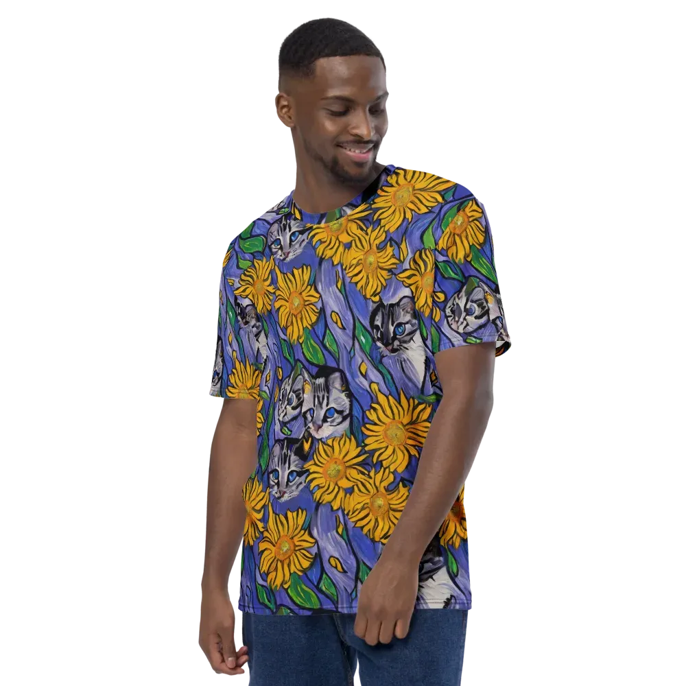 Feline Flora on Men's Crew Neck T-Shirt — Left