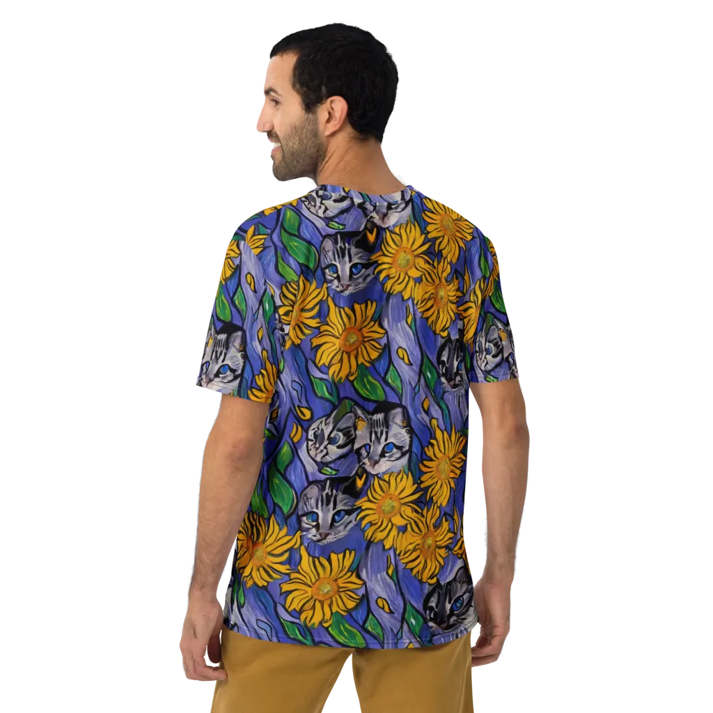 Feline Flora on Men's Crew Neck T-Shirt — Back