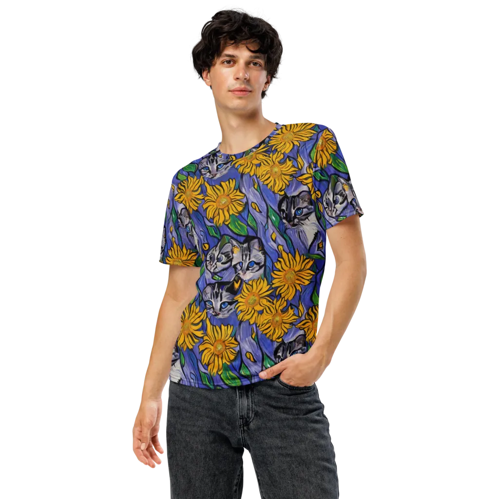 Feline Flora on Men's Crew Neck T-Shirt — Front