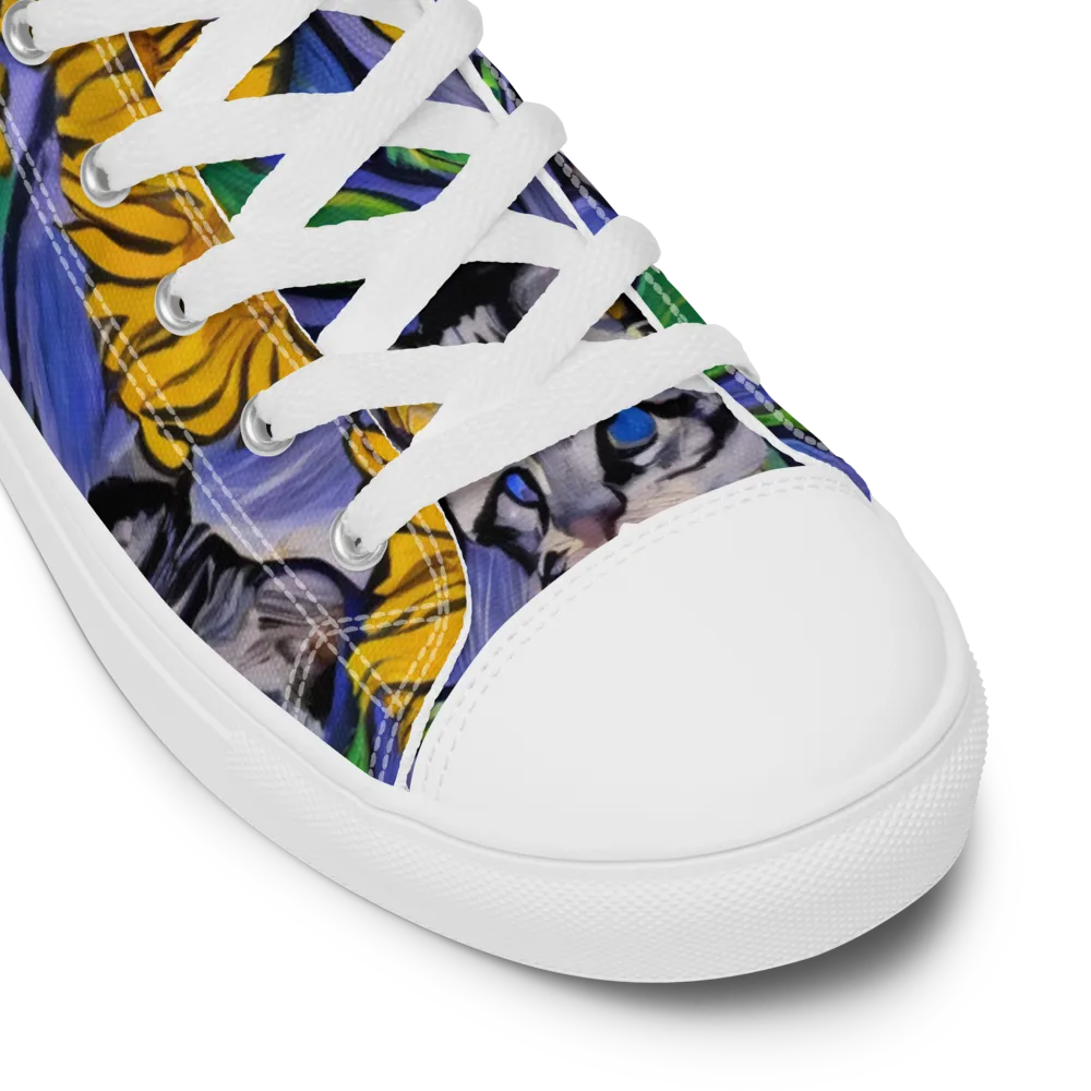 Feline Flora on Men's High Top Canvas Shoes — Product details