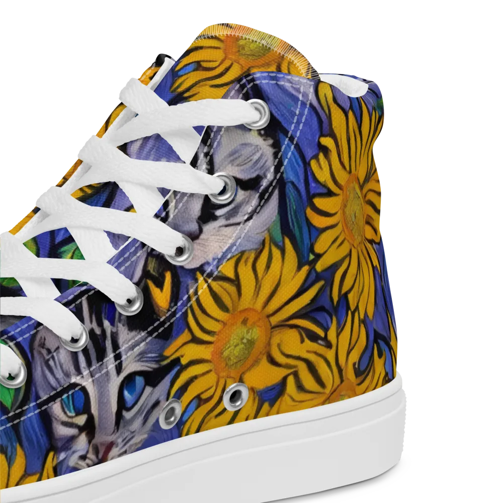 Feline Flora on Men's High Top Canvas Shoes — Product details 2