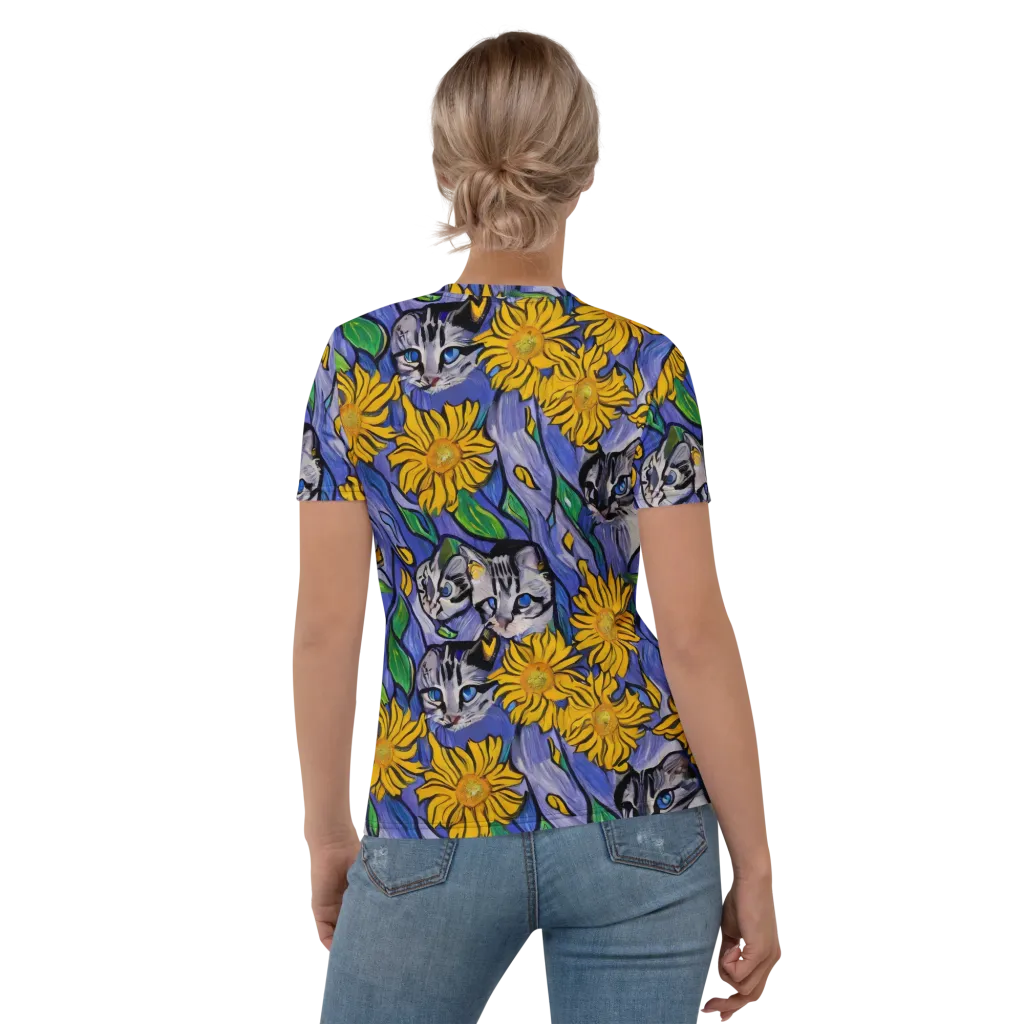Feline Flora on Women's Crew Neck T-Shirt — Back