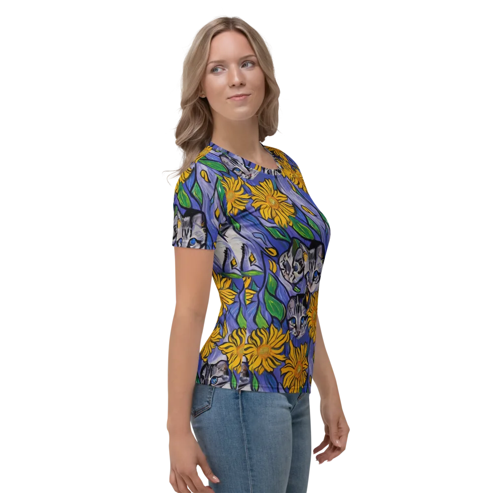 Feline Flora on Women's Crew Neck T-Shirt — Right