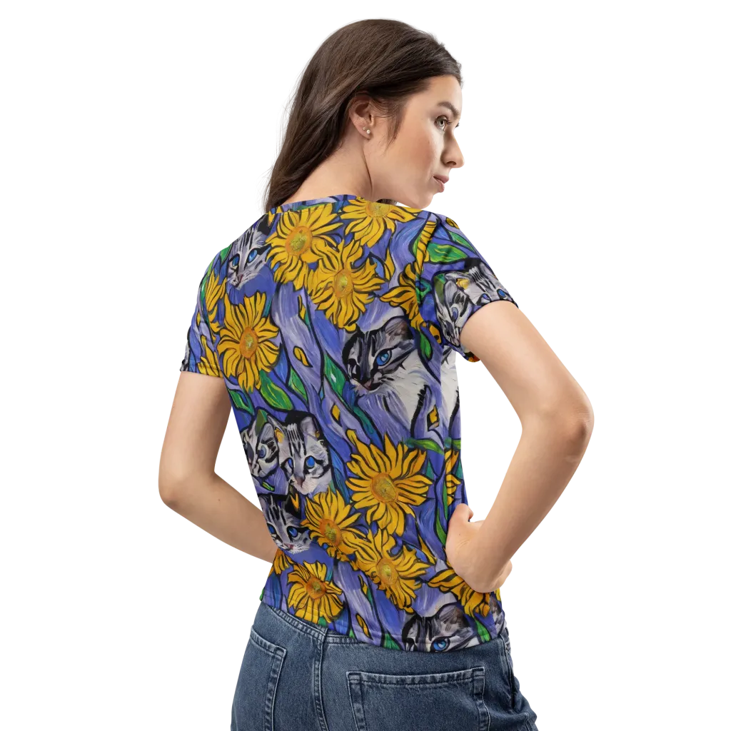 Feline Flora on Women's Crew Neck T-Shirt — Back