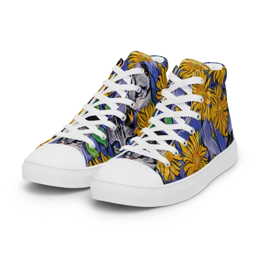 Feline Flora on a Women's High Top Canvas Shoes