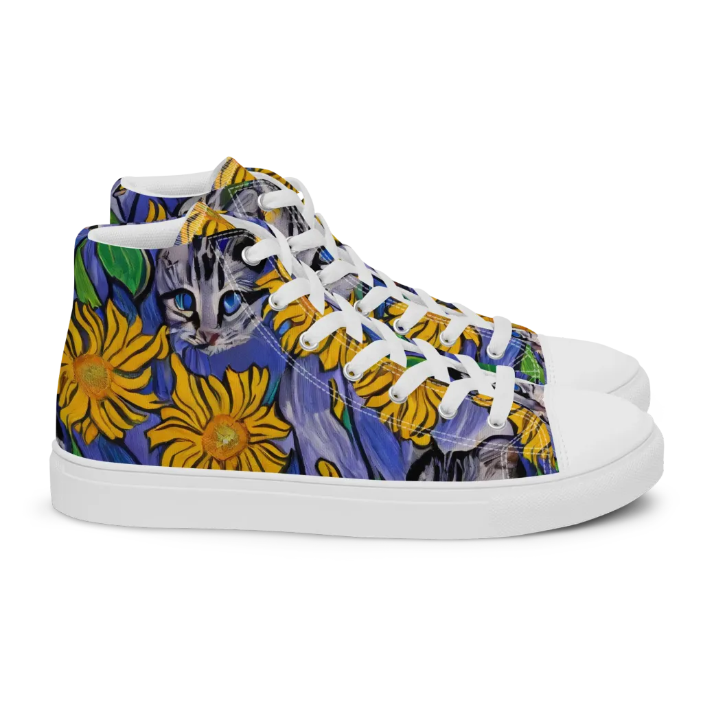 Feline Flora on Women's High Top Canvas Shoes — Right