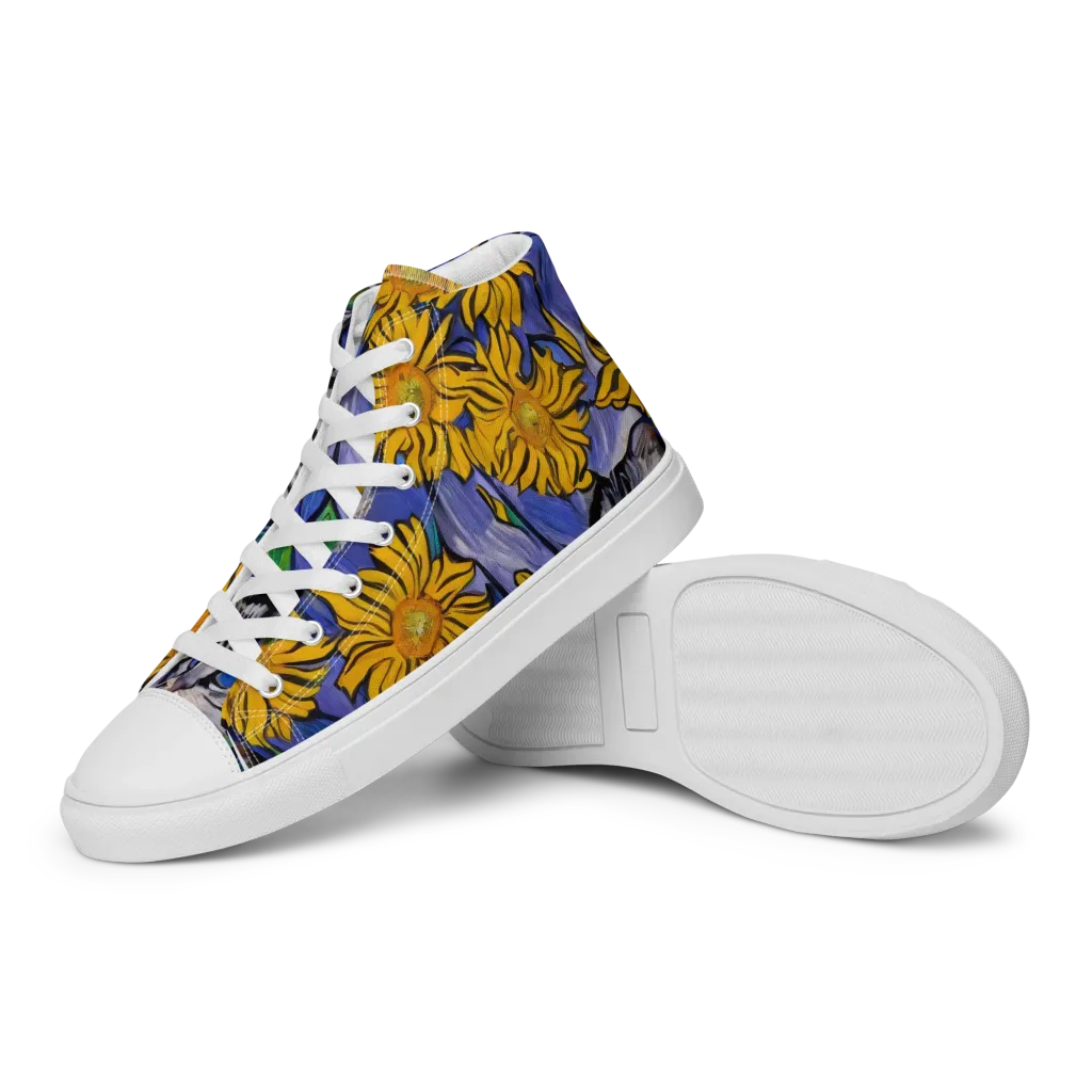 Feline Flora on Women's High Top Canvas Shoes — Left