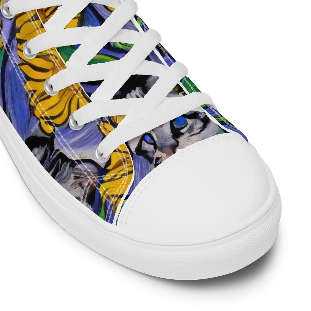 Feline Flora on Women's High Top Canvas Shoes — Product details