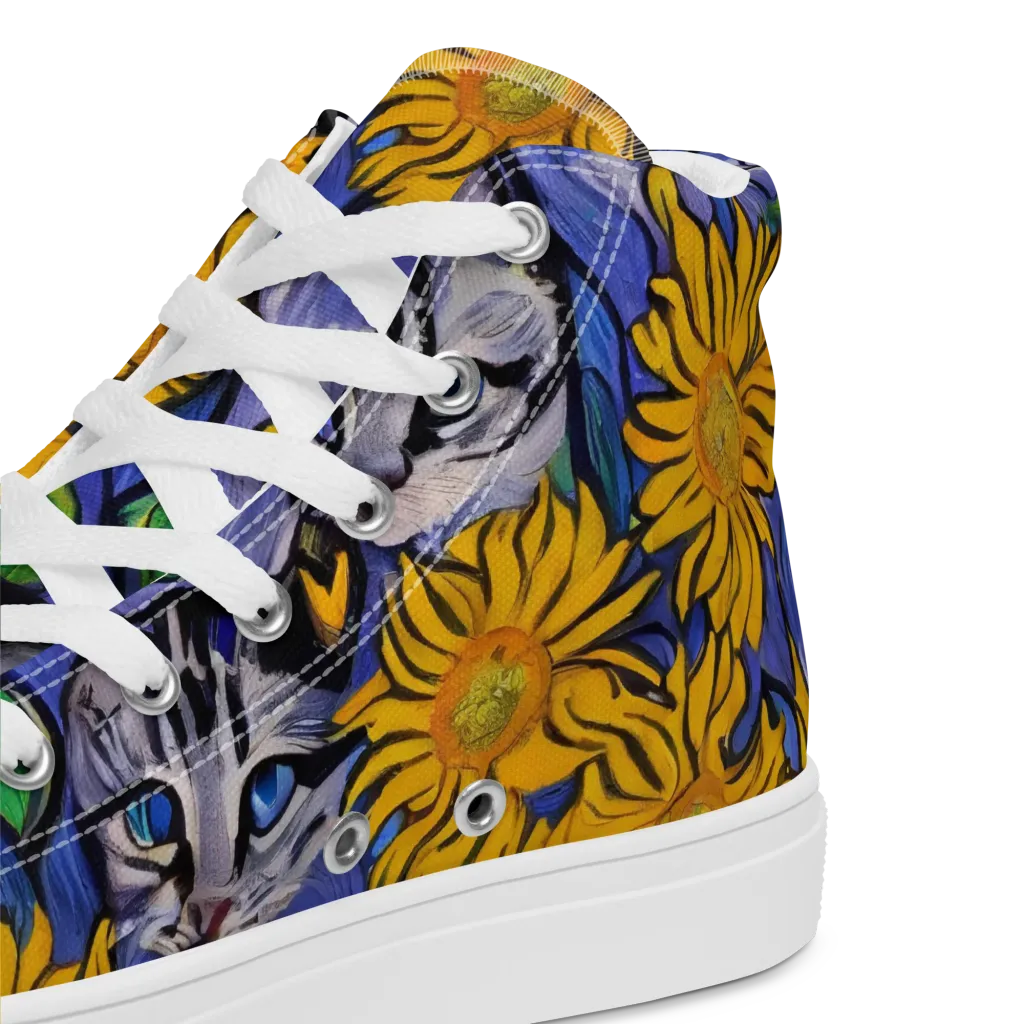 Feline Flora on Women's High Top Canvas Shoes — Product details 2