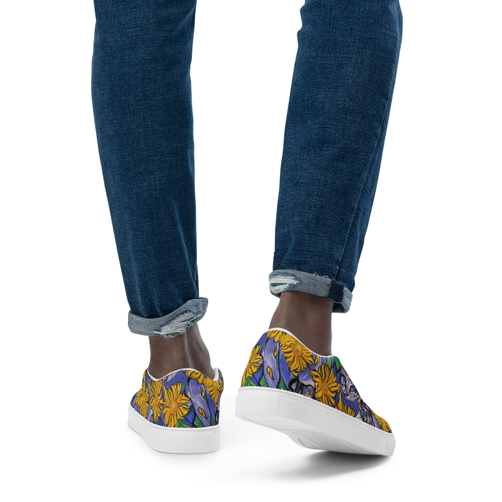 Feline Flora on Men's Slip-On Canvas Shoes — Back