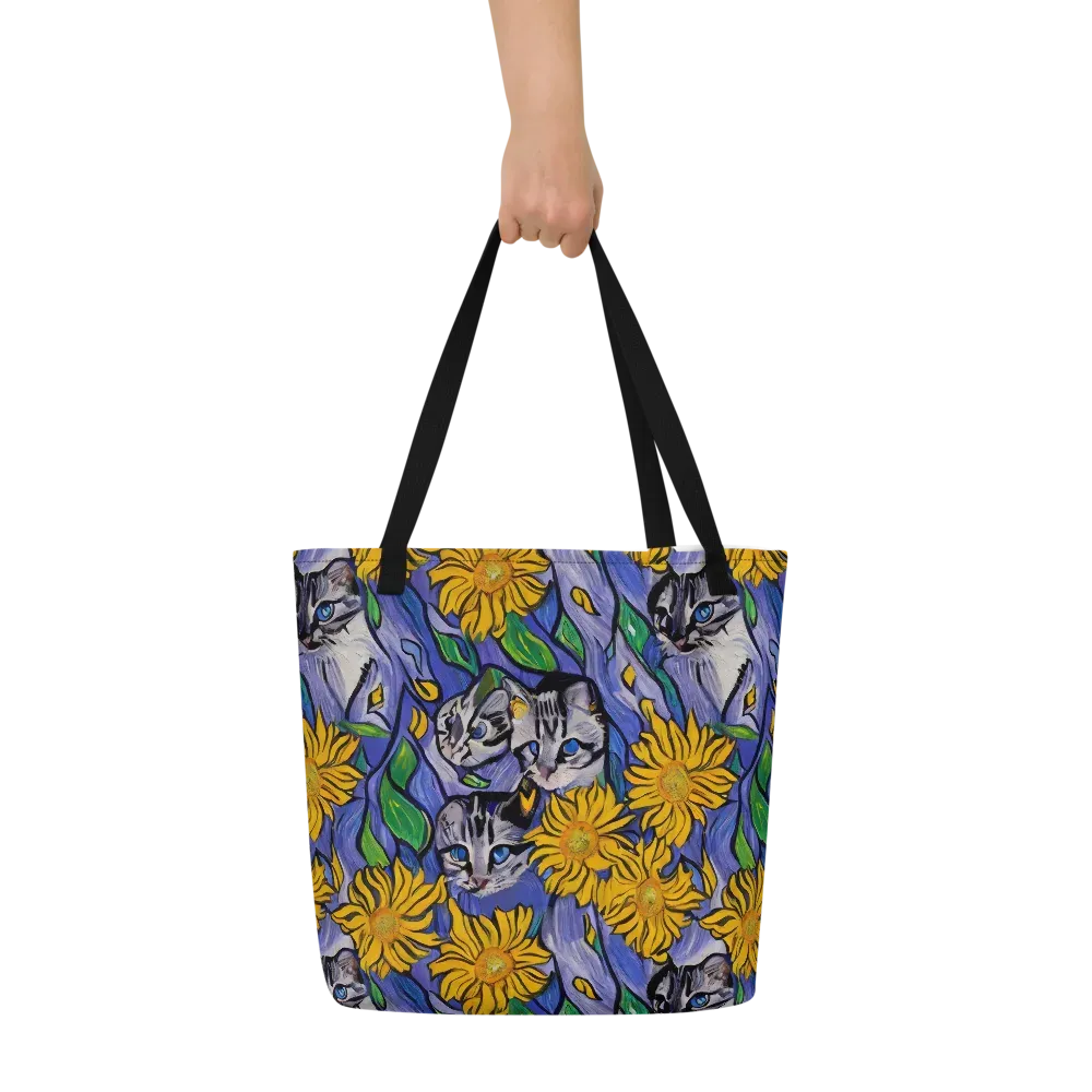 Feline Flora on Large Tote Bag W/ Pocket — Front