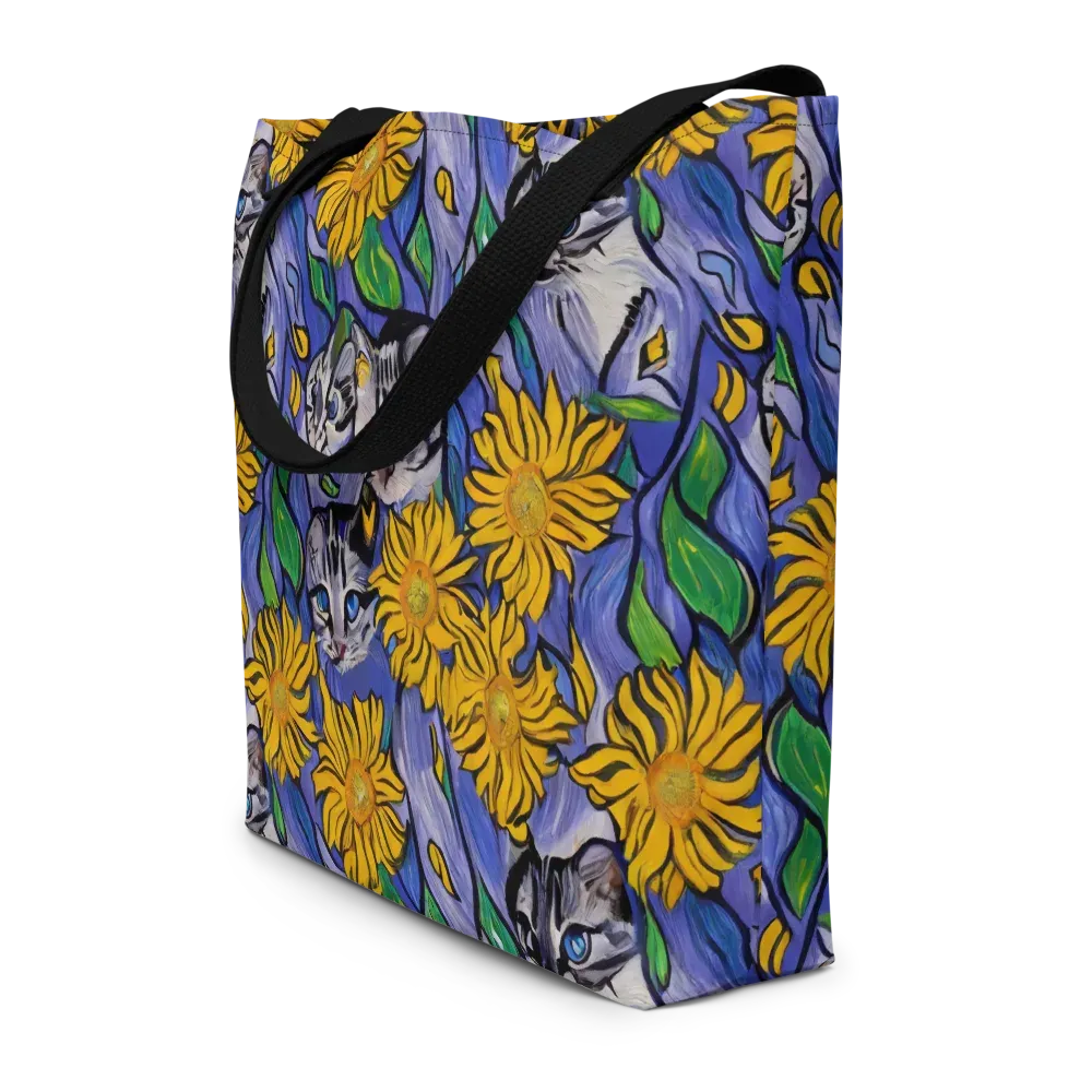 Feline Flora on Large Tote Bag W/ Pocket — Front