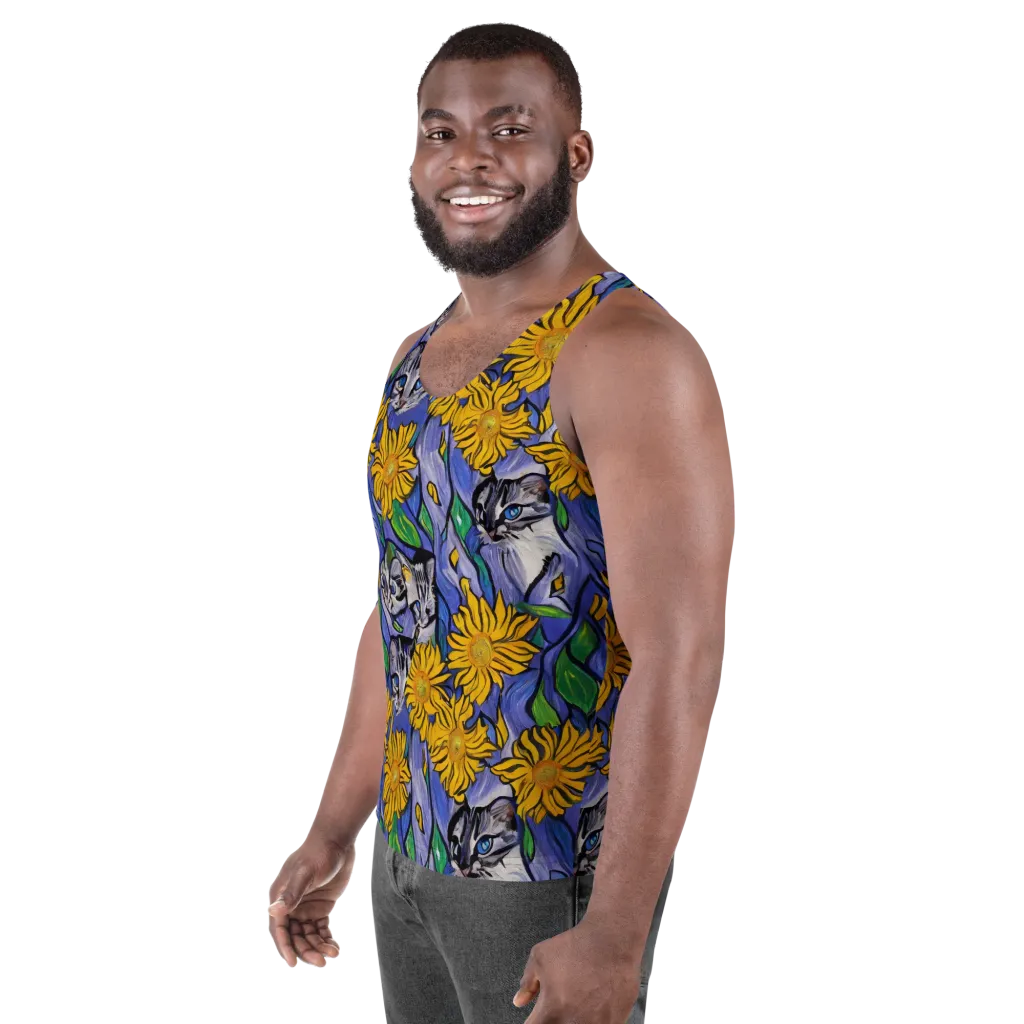 Feline Flora on Men's Tank Top — Left Front