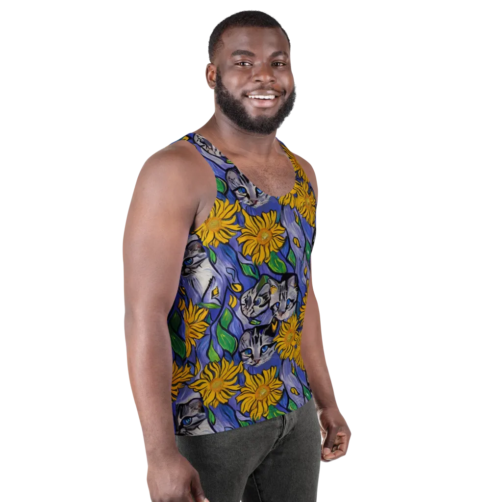 Feline Flora on Men's Tank Top — Right Front