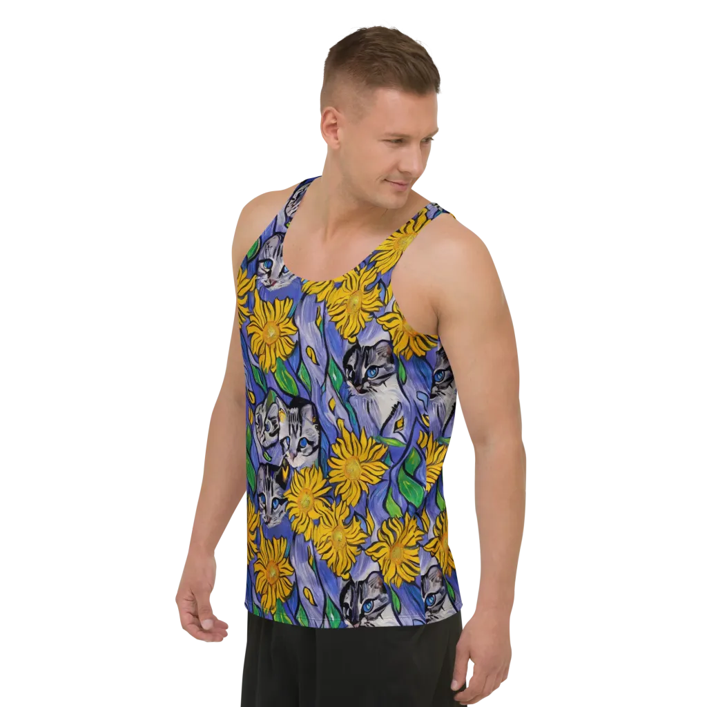 Feline Flora on Men's Tank Top — Left Front