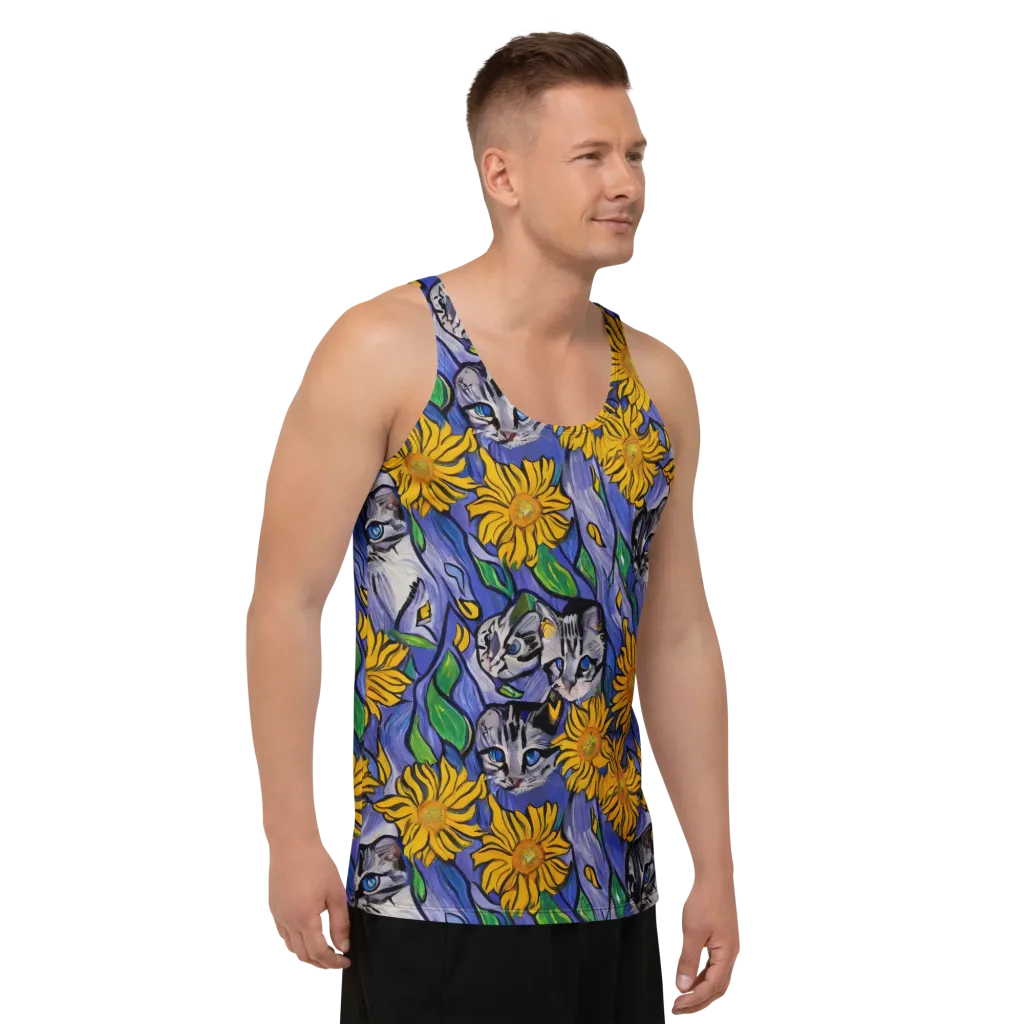 Feline Flora on Men's Tank Top — Right Front