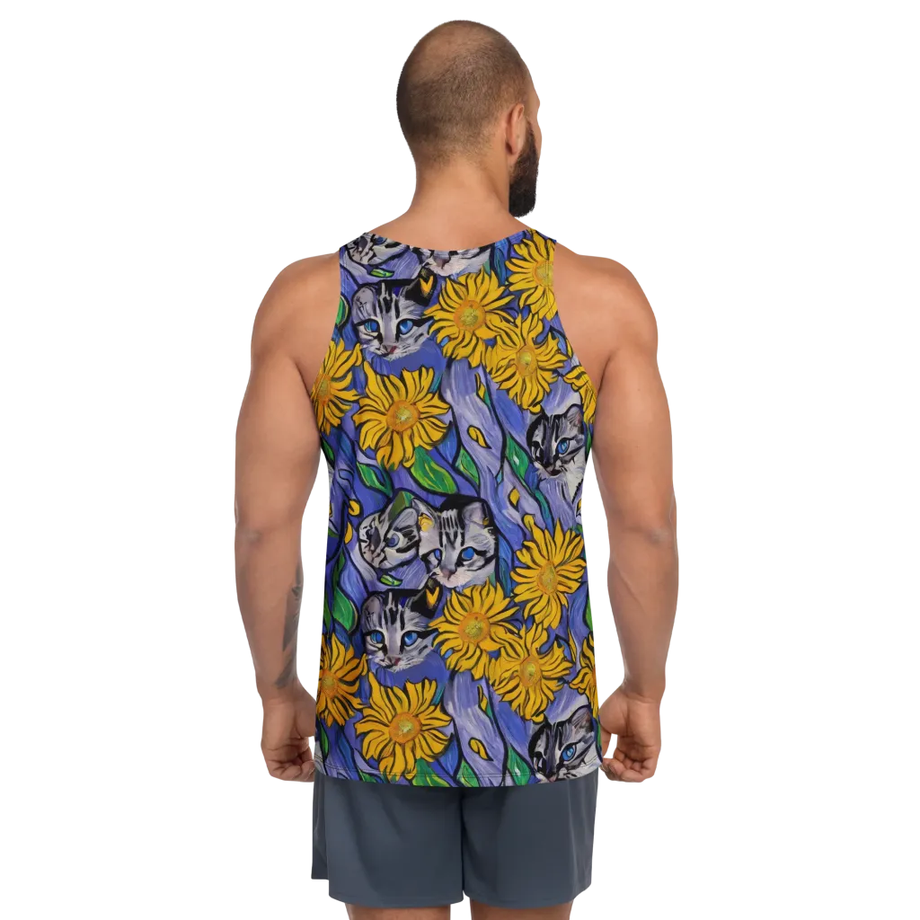 Feline Flora on Men's Tank Top — Back