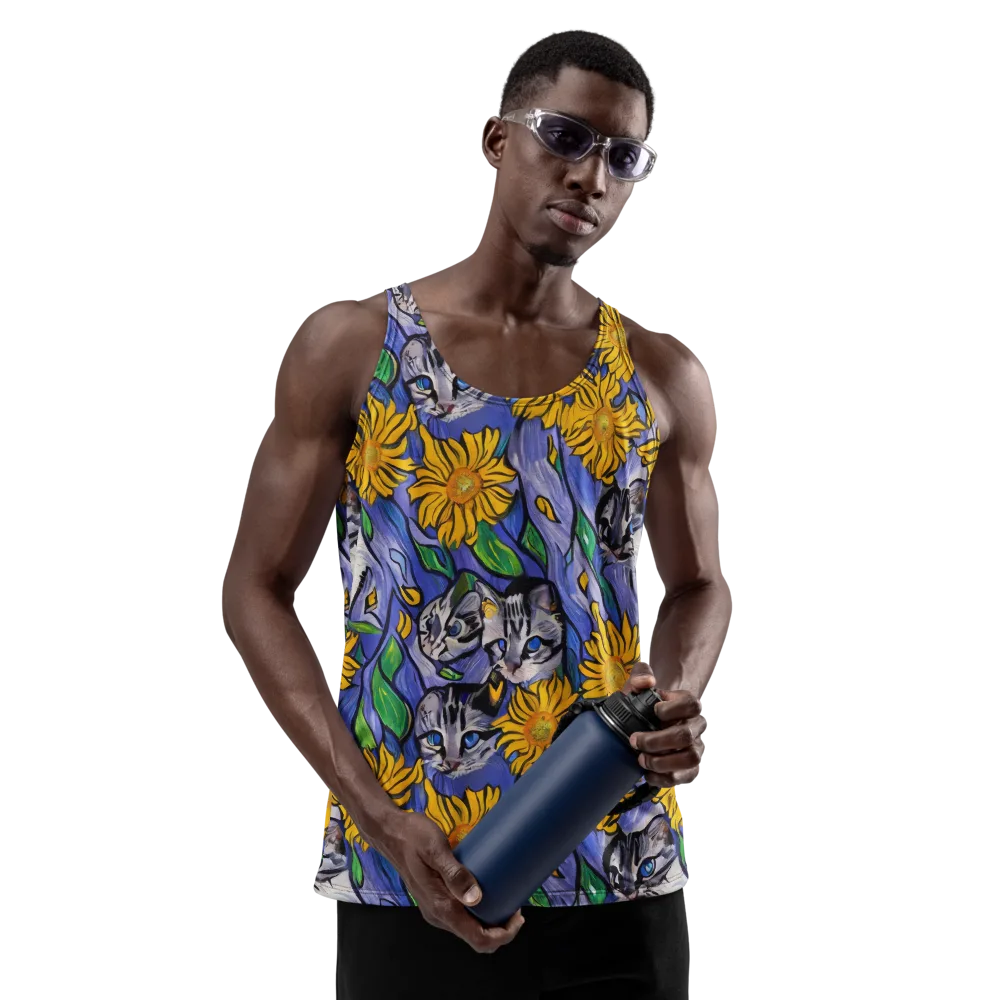 Feline Flora on Men's Tank Top — Front