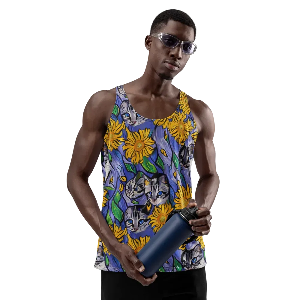 Feline Flora on Men's Tank Top — Front