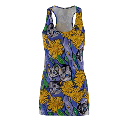 Feline Flora on a Racerback Dress